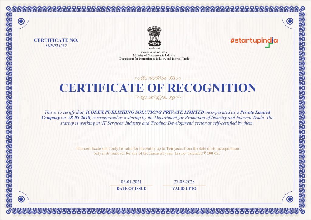 iCodex Recognized as DPIIT Startup | Milestone in Product Innovation