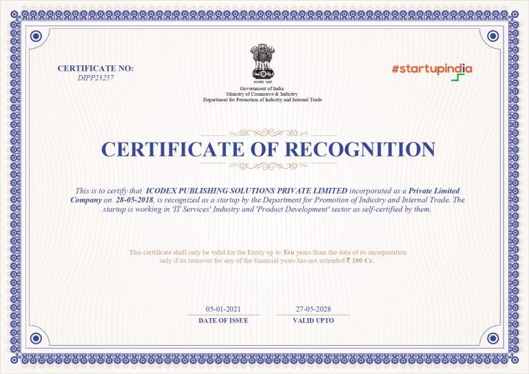 iCodex Recognized as DPIIT Startup | Milestone in Product Innovation